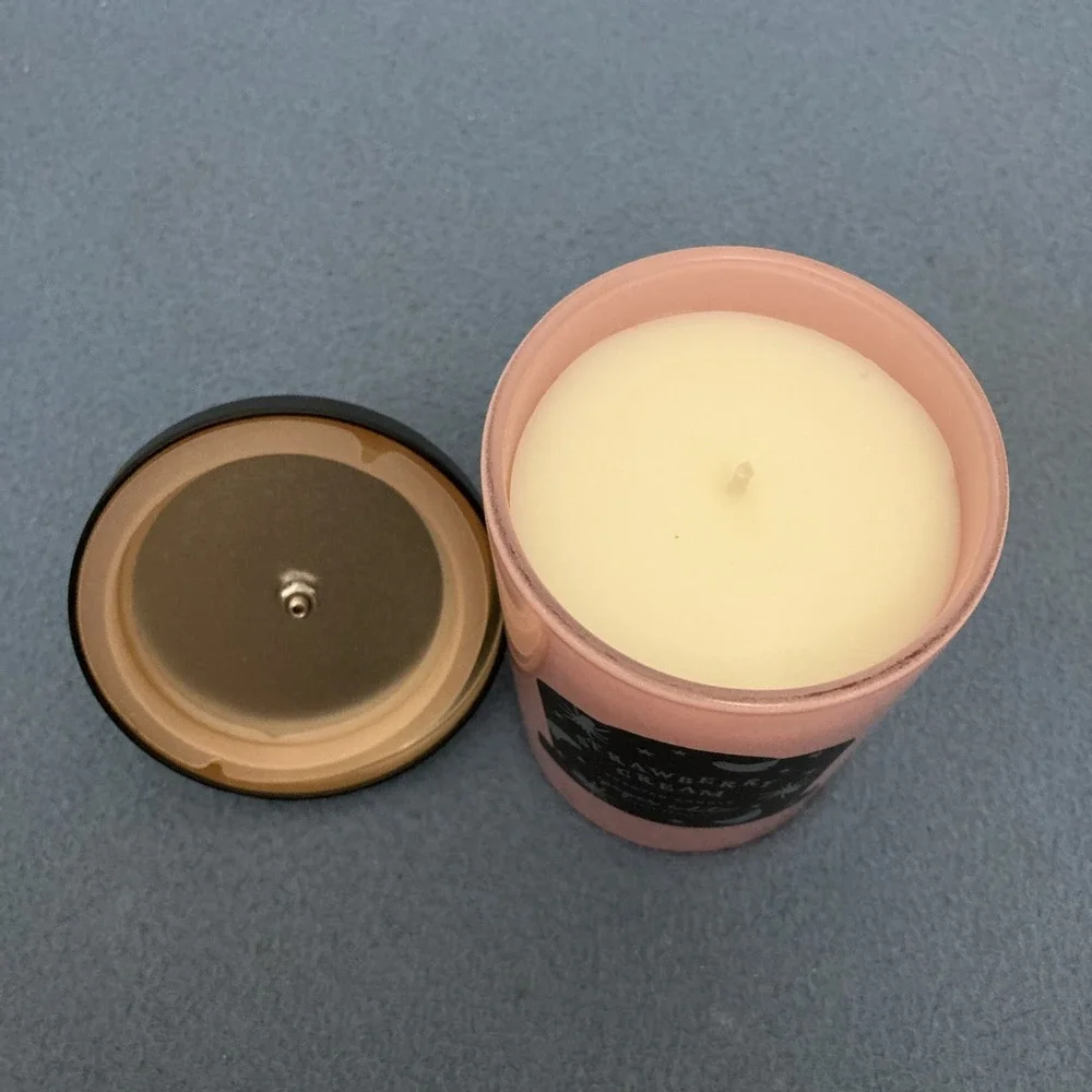 Paper White Candle Co Pink 8.8 oz Strawberry Cream Scented Candle w/Ghost Topper